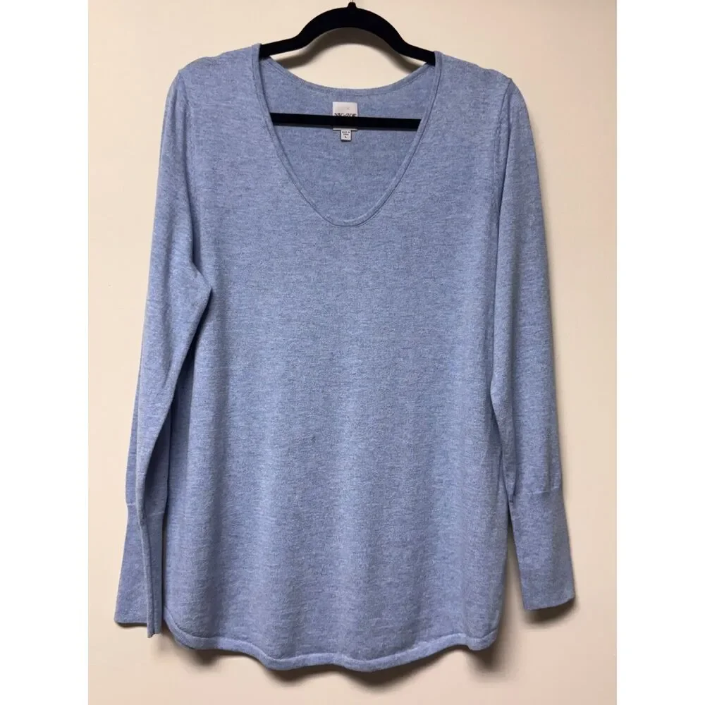 NIC + ZOE Vital V-Neck Sweater, Light Blue, Sz L